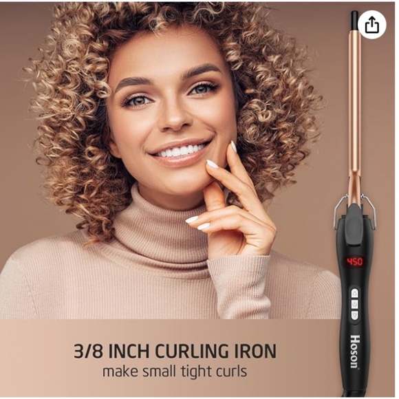 9mm Thin Curling Iron Ceramic, 3/8 Inch Small Barrel Curling Wand for Long & Sho - Picture 1 of 6